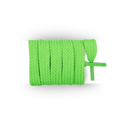 Par de cordones planos sintético longitud 180 cm color verde fluorescente